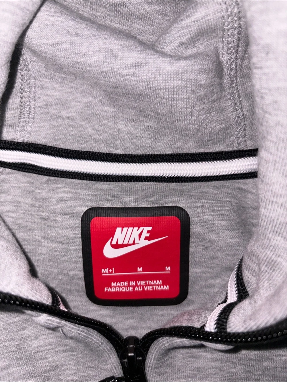 Nike Light Gray Full-Zip Hooded Jacket with Black Pocket Panels